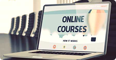 Laptop screen showing online courses