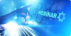 Digital graphic promoting webinars
